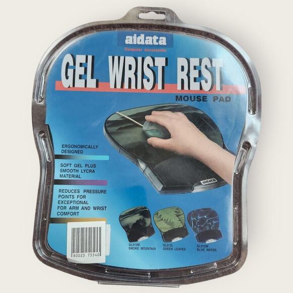 Aidata Gel Wrist Rest Computer Accessory Lycra Material Ergonomic Green Leaves - Picture 2 of 6